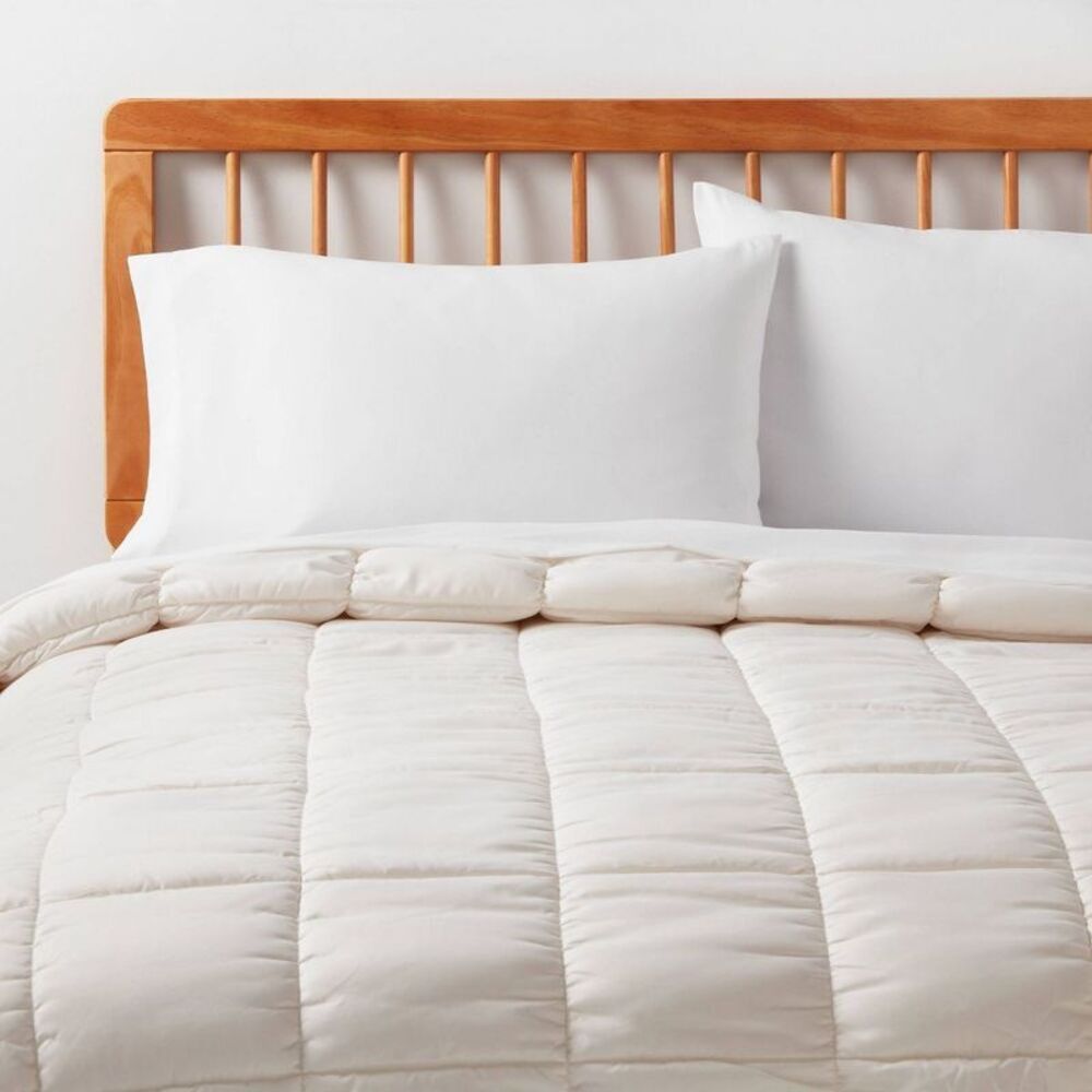 Twin/Twin Extra Long Box Stitch Puffer Comforter Ivory - Room Essentials